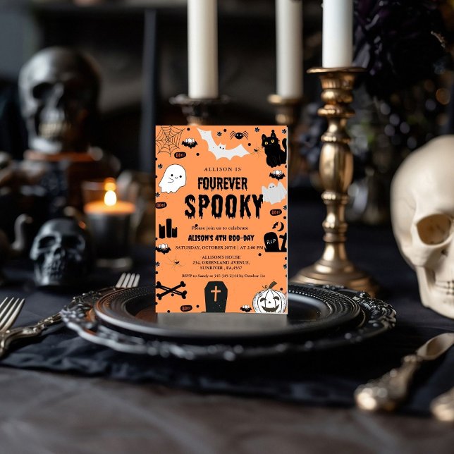 Convite Ghost Fouore Spooky Halloween 4ª festa de aniversá (Criador carregado)