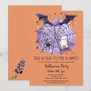 Convite Ghost Ghost Pumpkin Bat Spider Web Festa de Hallow