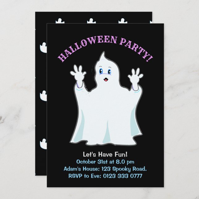 Convite Ghost Halloween (Frente/Verso)