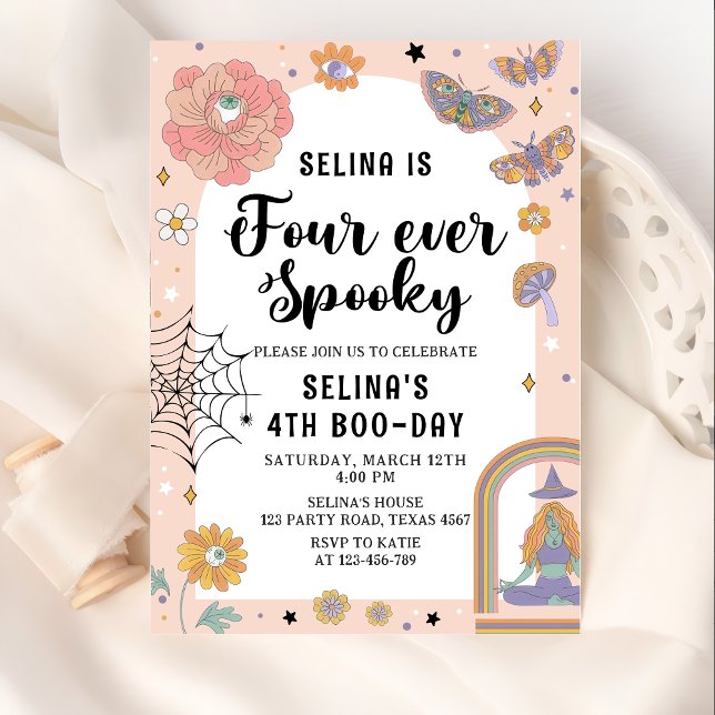 Convite Ghost Halloween Four Ever Spooky 4º aniversário (Criador carregado)