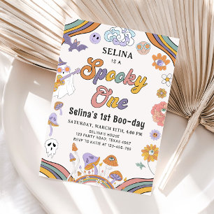 Convite Ghost Halloween Spooky One Groovy primeiro anivers