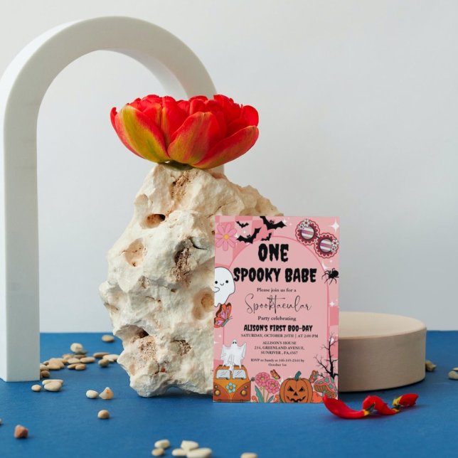 Convite Ghost Halloween um bebê assustador Groovy Aniversá (Criador carregado)