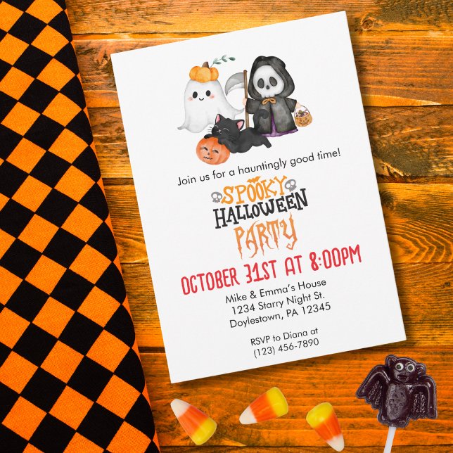 Convite Ghost Pumpkin Grim Reaper Black Fresco Bonito Hall (Criador carregado)