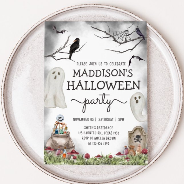 Convite Ghost Spooky Festa de aniversário de Halloween (Spooky Ghost Halloween Party)