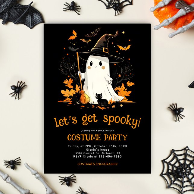 Convite Ghost Witch Spooky, Festa de Halloween de outubro (Ghost Witch Spooky October Halloween Party Invitation)