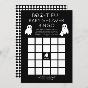 Convite Ghosts Halloween Boo Belo Chá de fraldas Bingo