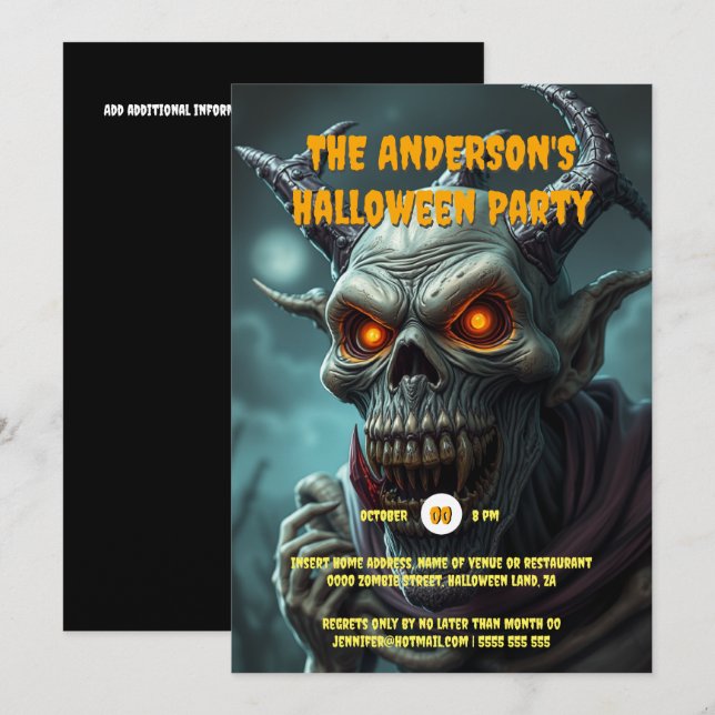 Convite Ghoul monster folclore adultos do halloween (Frente/Verso)