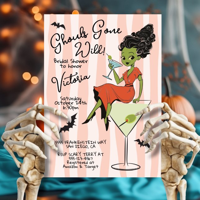 Convite Ghouls Gone Wild Martinis Halloween Bridal Shower (Criador carregado)
