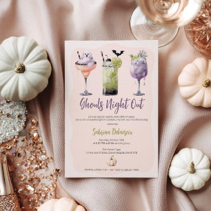 Convite Ghouls Night Out Watercolor Cocktails Halloween