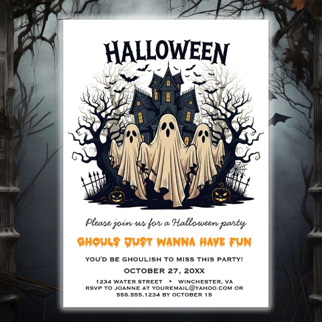 Convite Ghouls Só Quer Divertir-Se Na Festa De Halloween (Criador carregado)