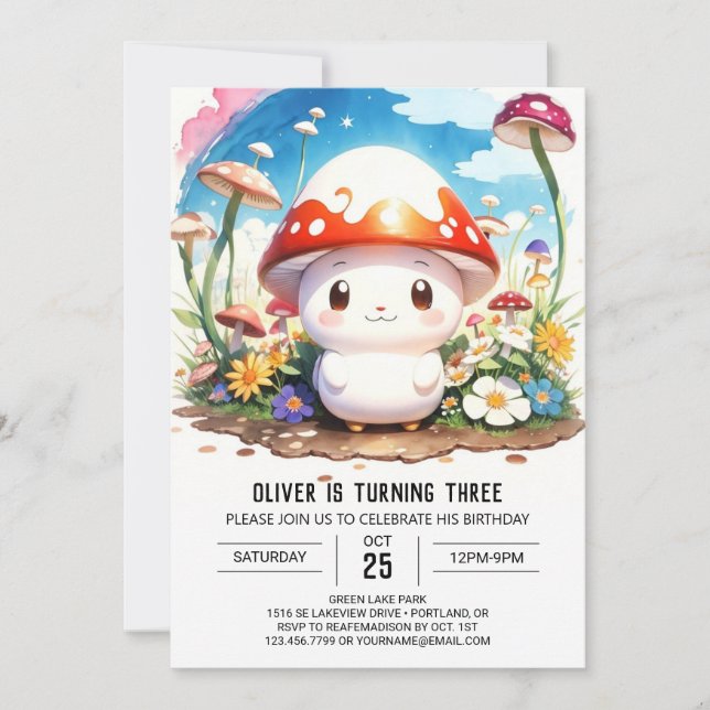 Convite Giant Mushroom Boho Bash Birthday (Frente)