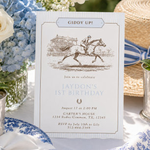 Convite Giddy Up Horse Racing 1º Aniversário Prepppy