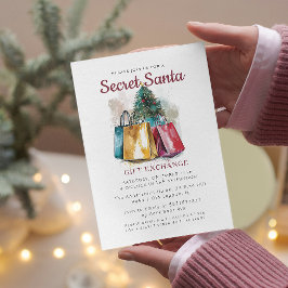 Convite Gift Bags I Festa de Natal de Papais noeis Secreto