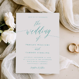 Convite Gift Box Blue Wedding Calligraphy Invitation 