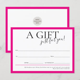 Convite GIFT VOUCHER elegante chic business fushcia rosa