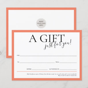 Convite GIFT VOUCHER - laranja moderna elegante de negócio