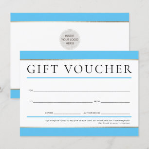 Convite GIFT VOUCHER moderno negócio elegante AQUA BLUE