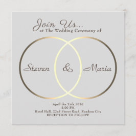 Convite Gigante grande anéis dourados cruzados