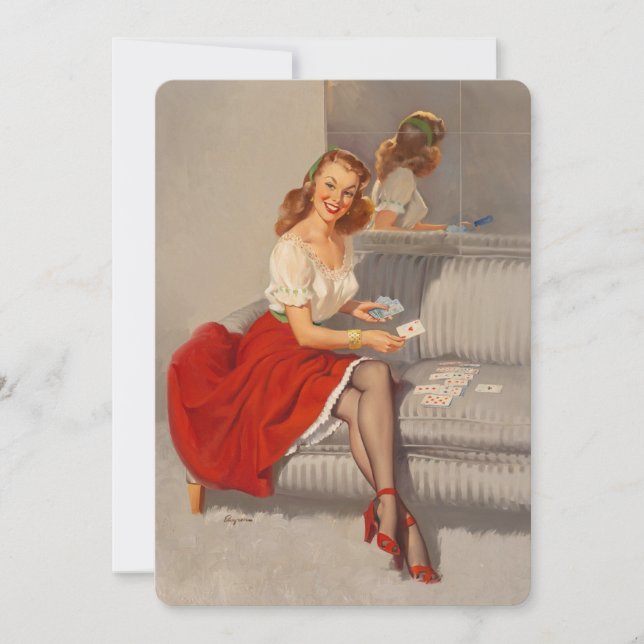 Convite Gil Elvgren Player Retro Pin Up Girl (Frente)