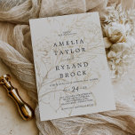 Convite Gilded Floral | Nata de Névoa e de desbotamento Do<br><div class="desc">Este creme floral dourado e convite de casamento desbotado em ouro é perfeito para um casamento elegante. A design de boho moderna apresenta um arranjo caprichoso de folhas desenhadas,  folhas e botânicos,  feitas de folhas falsas em folha de ouro,  sobre um fundo creme sobreposto ao seu texto.</div>