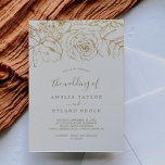 Convite Gilded Floral | Sorvete e Dourado Casamento de<br><div class="desc">Este convite para casamento de creme floral e ouro é perfeito para um casamento elegante. A design do boho moderno apresenta um arranjo caprichoso de folhas desenhadas, folhas e botânicos, em forma de folhas, de folhas falsas em folha de ouro. Nota: Este design não apresenta folha de ouro real. É...</div>