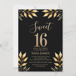 Convite Gilded Glitz Sweet 16 Invitation