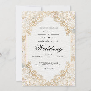 Convite Gilded Lace Romance Flourish Wedes