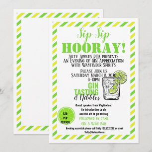 Convite Gin e tônico para arrecadação de fundos de even