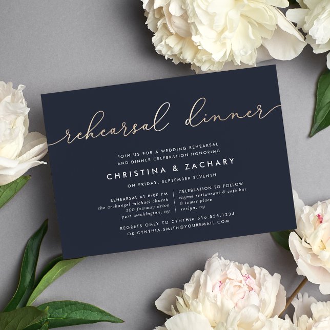 Convite Gin Lane | Janto de ensaio Dourado moderno Faux (Criador carregado)