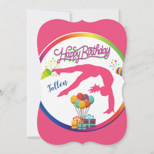 Convite Ginástica Arco-íris Feliz Aniversário Verso em Bra