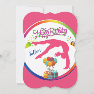 Convite Ginástica Arco-íris Feliz Aniversário Verso em Bra