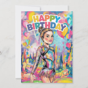 Convite Ginástica colorida pintada aniversário personaliza