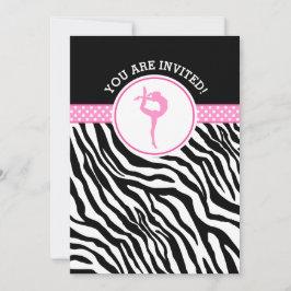 Convite Ginástica de Impressão Zebra Personalizada a Rosa