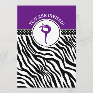 Convite Ginástica de Impressão Zebra Personalizada em Púrp