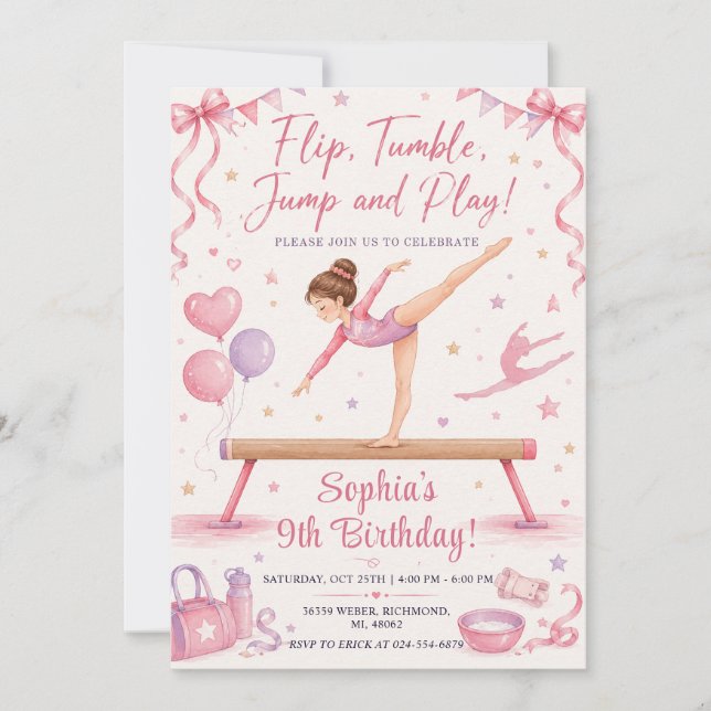 Convite Ginástica Digital Personalizada de Aniversário (Frente)