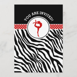 Convite Ginástica personalizada do impressão da zebra no