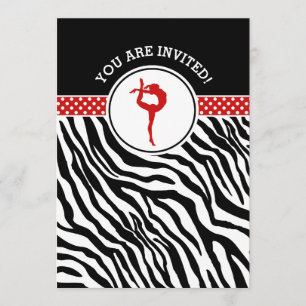 Convite Ginástica personalizada do impressão da zebra no