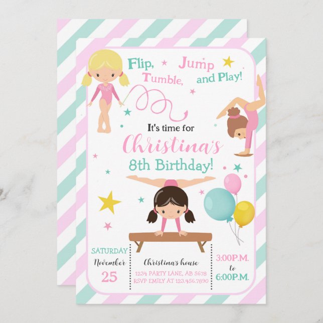 Convite Ginástica Rapariga (Frente/Verso)
