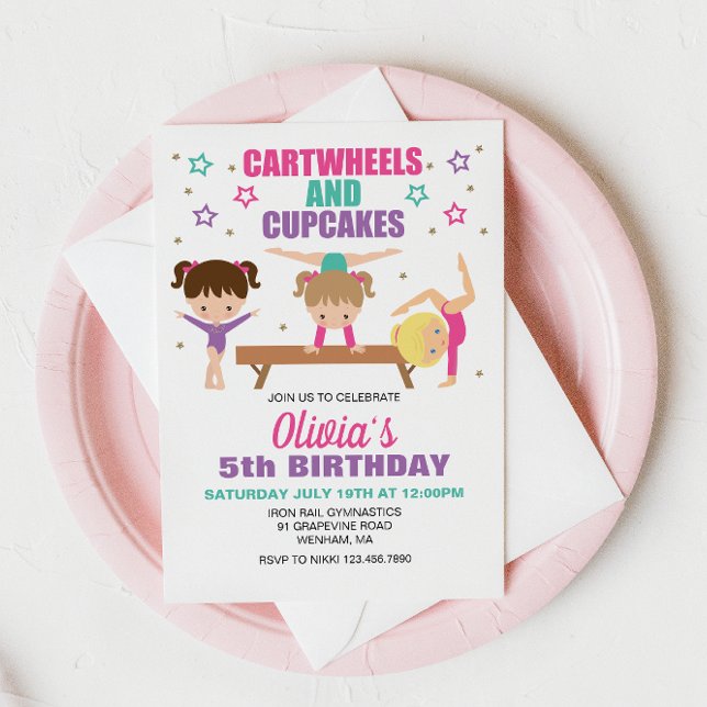 Convite Ginástica Voltas Laterais e Cupcakes Aniversário (Criador carregado)
