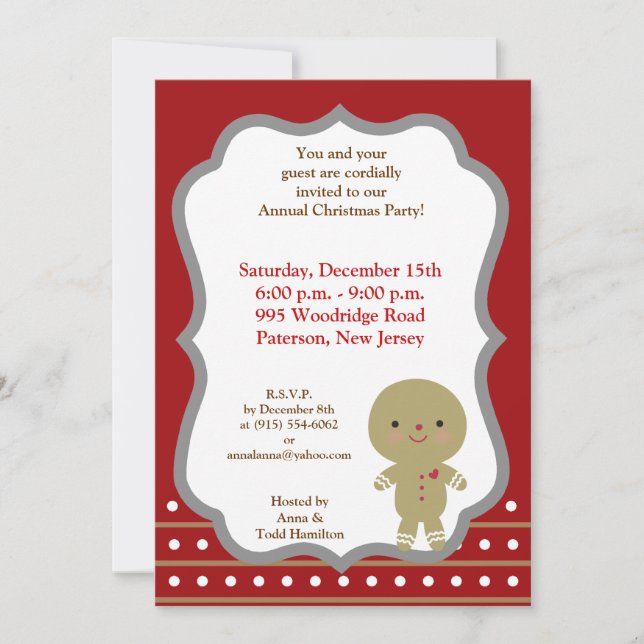 Convite Ginger Bread Man 5x7 (Frente)