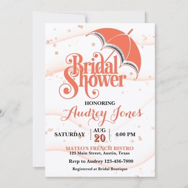 Convite Ginger Umbrella Bridal Shower Invitation (Frente)