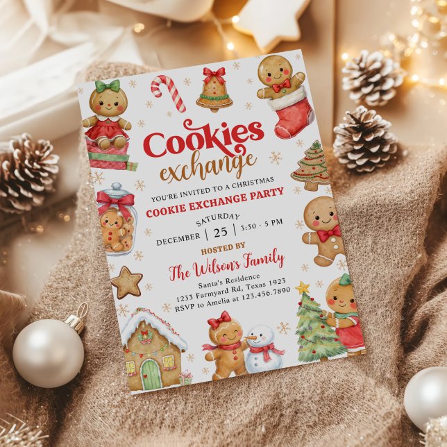 Convite Gingerbread Christmas Cookie Exchange Party (Criador carregado)