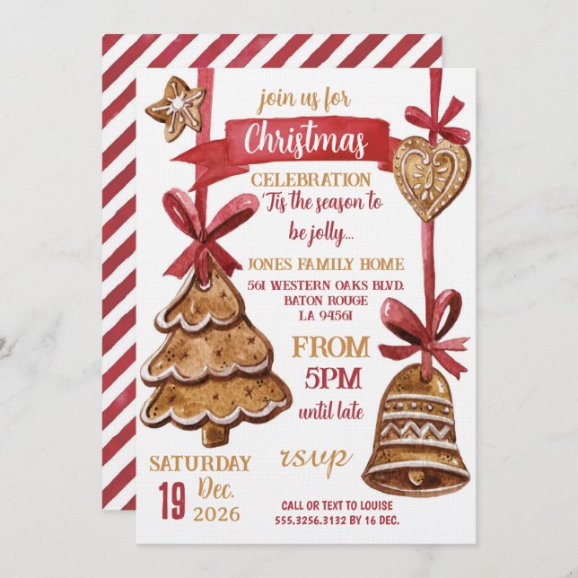 Convite Gingerbread Christmas Holiday Party (Frente/Verso)