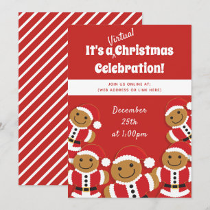 Convite Gingerbread Cookie Papais noeis Red Virtual Christ