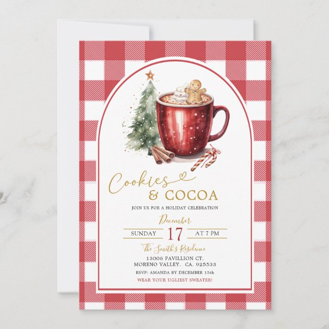 Convite Gingerbread Cookies & Cocoa Holiday Invitation (Frente)