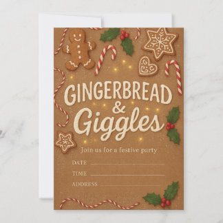 Convite Gingerbread & Giggles Christmas Party Invitation
