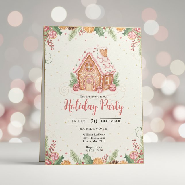 Convite Gingerbread House Christmas Party Invitation (Criador carregado)