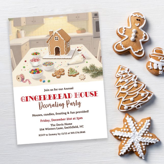 Convite Gingerbread House Decorating Party (Criador carregado)