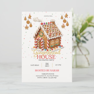 Convite Gingerbread House Decorating Party Invitation 