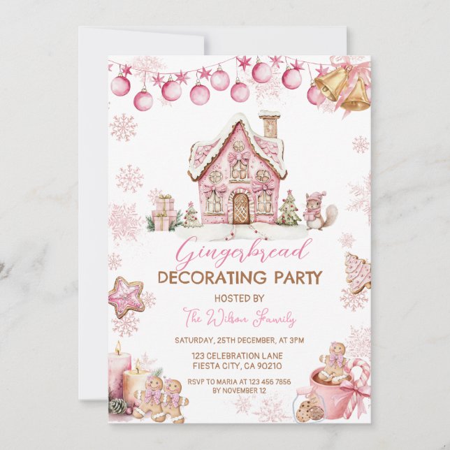 Convite Gingerbread House Decorating Party Invite  (Frente)